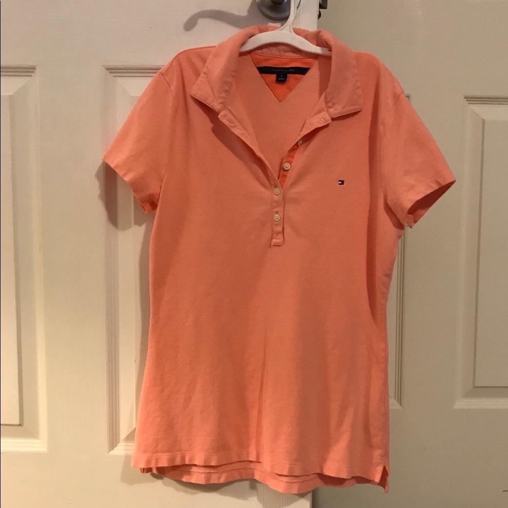 Tommy Hilfiger Girls Peach Polo Shirt M